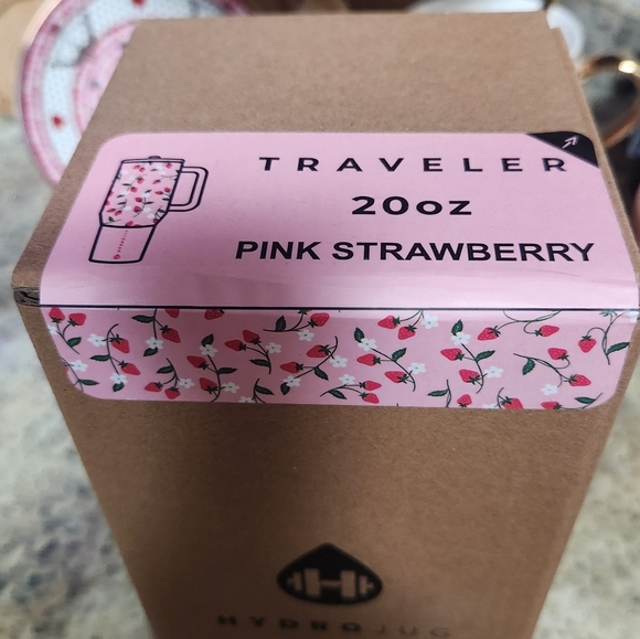 NWT Limited Edition HydroJug “Pink Strawberry" 20 oz Traveler - Picture 6 of 6